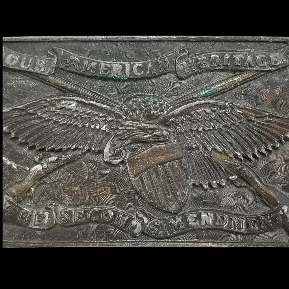 Bergamot Brass Works Second Amendment Belt Buckle Our American Heritage Eagle 76 - Picture 4 of 12